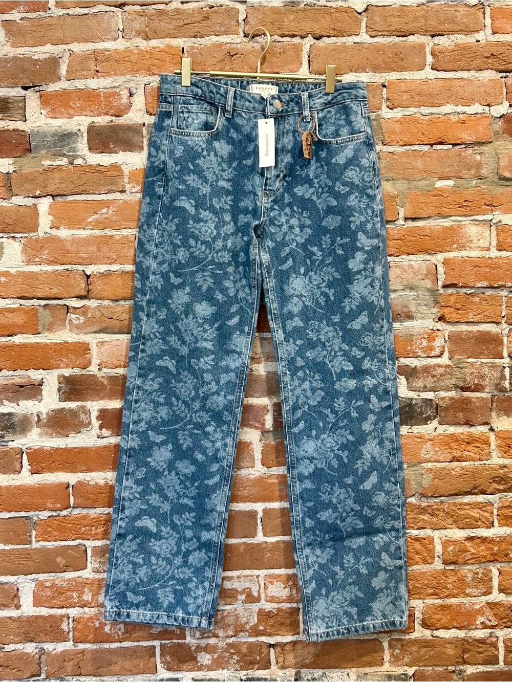 Harper Heritage Francesca’s Size 28 Floral Jeans Cottagecore Straight Leg NWT